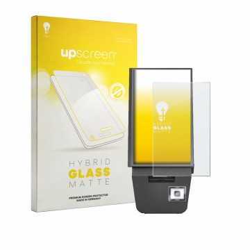 Parte frontale di una confezione del prodotto con il logo del marchio upscreen. Accanto è raffigurato il dispositivo Pyramid C