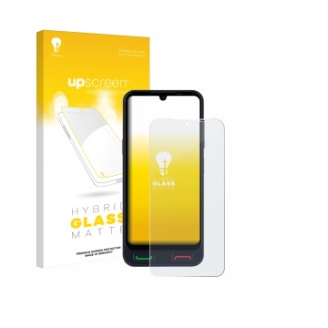 Parte frontal de un envase de producto con el logotipo de la marca upscreen. Al lado se muestra el dispositivo SPC Zeus 2 Pro 