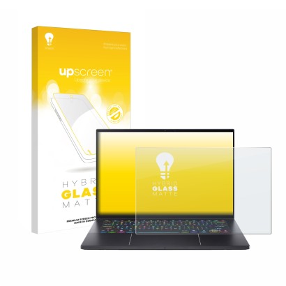 Face avant d’un emballage produit avec le logo de la marque upscreen. À côté, l’appareil Acer Predator Triton 14 AI est représ