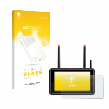 Face avant d’un emballage produit avec le logo de la marque upscreen. À côté, l’appareil Atomos Ninja TX est représenté avec l