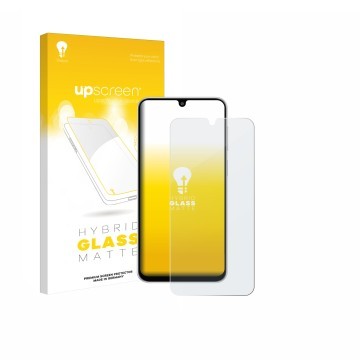 Face avant d’un emballage produit avec le logo de la marque upscreen. À côté, l’appareil Samsung Galaxy F36 est représenté ave