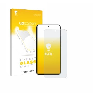 Face avant d’un emballage produit avec le logo de la marque upscreen. À côté, l’appareil Samsung Galaxy F56 est représenté ave