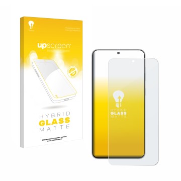 Vorderseite einer Produktverpackung mit dem Markenlogo upscreen. Daneben ist das Gerät Samsung Galaxy M56 mit dem zugehörigen 