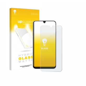 Front side of a product packaging with the brand logo upscreen. Next to it is the device Samsung Galaxy M16 shown with the cor