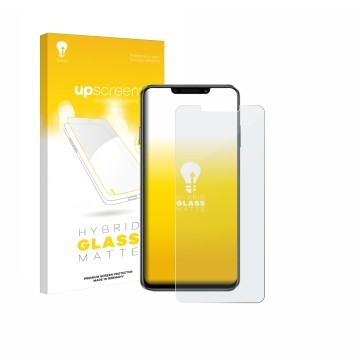 Vorderseite einer Produktverpackung mit dem Markenlogo upscreen. Daneben ist das Gerät Huawei Enjoy 60X mit dem zugehörigen Di