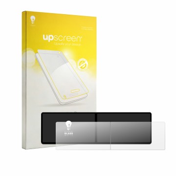 Vorderseite einer Produktverpackung mit dem Markenlogo upscreen. Daneben ist das Gerät Xpeng G9 2023 mit dem zugehörigen Displ