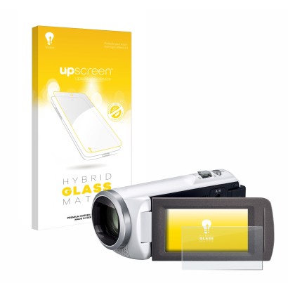 Front side of a product packaging with the brand logo upscreen. Next to it is the device Panasonic HC-V480MS shown with the co