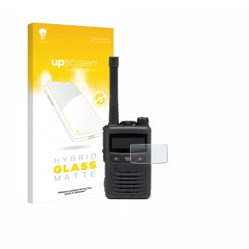 Vorderseite einer Produktverpackung mit dem Markenlogo upscreen. Daneben ist das Gerät Motorola EVX S24 mit dem zugehörigen Di