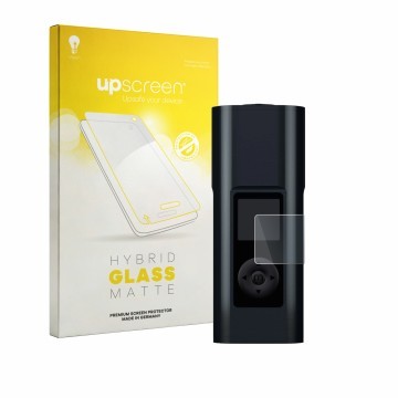 Vorderseite einer Produktverpackung mit dem Markenlogo upscreen. Daneben ist das Gerät Arizer Solo 3 V2 mit dem zugehörigen Di
