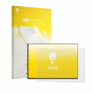Vorderseite einer Produktverpackung mit dem Markenlogo upscreen. Daneben ist das Gerät CrossControl CCpilot V1200 mit dem zuge