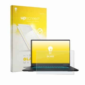 Parte frontal de un envase de producto con el logotipo de la marca upscreen. Al lado se muestra el dispositivo Gigabyte Gaming