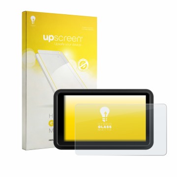 Parte frontale di una confezione del prodotto con il logo del marchio upscreen. Accanto è raffigurato il dispositivo Atomos Ni