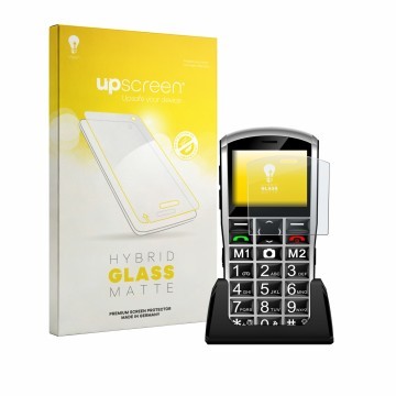 Vorderseite einer Produktverpackung mit dem Markenlogo upscreen. Daneben ist das Gerät Artfone A400 Pro 4G mit dem zugehörigen