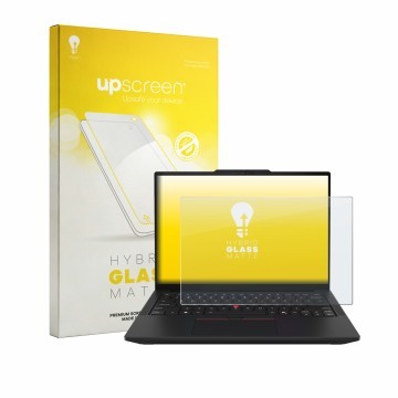 Front side of a product packaging with the brand logo upscreen. Next to it is the device Lenovo ThinkPad T14 Gen 7 shown with 