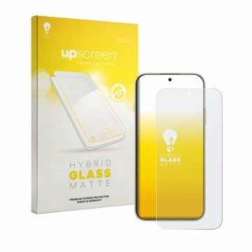Vorderseite einer Produktverpackung mit dem Markenlogo upscreen. Daneben ist das Gerät Huawei Enjoy 90 Pro Max mit dem zugehör