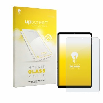 Parte frontal de un envase de producto con el logotipo de la marca upscreen. Al lado se muestra el dispositivo BNCF BPad T1 co