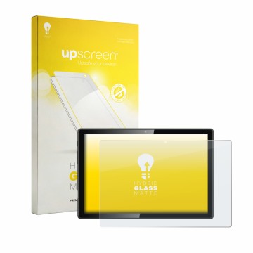 Vorderseite einer Produktverpackung mit dem Markenlogo upscreen. Daneben ist das Gerät Denver TIO-10525 mit dem zugehörigen Di