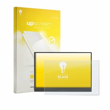 Vorderseite einer Produktverpackung mit dem Markenlogo upscreen. Daneben ist das Gerät ASUS ZenScreen MB16NCG mit dem zugehöri