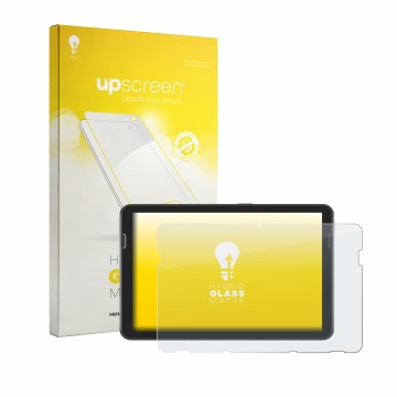 Parte frontale di una confezione del prodotto con il logo del marchio upscreen. Accanto è raffigurato il dispositivo Zebra ET4