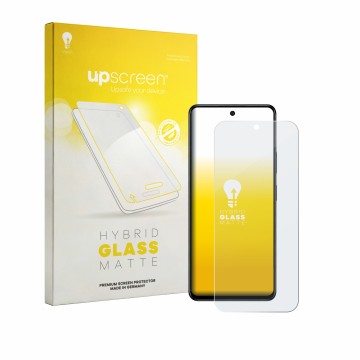 Vorderseite einer Produktverpackung mit dem Markenlogo upscreen. Daneben ist das Gerät Infinix Hot 70 mit dem zugehörigen Disp