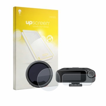 Vorderseite einer Produktverpackung mit dem Markenlogo upscreen. Daneben ist das Gerät Insta360 Mic Pro TX + RX mit dem zugehö