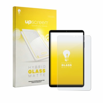 Face avant d’un emballage produit avec le logo de la marque upscreen. À côté, l’appareil Alldocube iPlay 80 mini Pro est repré