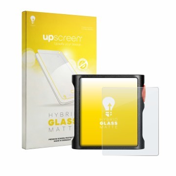 Vorderseite einer Produktverpackung mit dem Markenlogo upscreen. Daneben ist das Gerät Shanling M0 Pura mit dem zugehörigen Di
