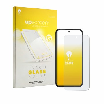 Parte frontale di una confezione del prodotto con il logo del marchio upscreen. Accanto è raffigurato il dispositivo TCL K70 P
