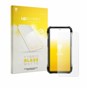 Vorderseite einer Produktverpackung mit dem Markenlogo upscreen. Daneben ist das Gerät Unihertz 8849 Tank 5 mit dem zugehörige
