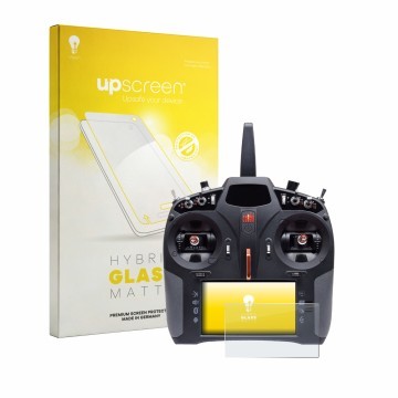 Face avant d’un emballage produit avec le logo de la marque upscreen. À côté, l’appareil Spektrum iX14 Plus Special Edition es