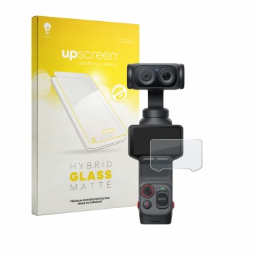 Face avant d’un emballage produit avec le logo de la marque upscreen. À côté, l’appareil Insta360 Luna Ultra est représenté av