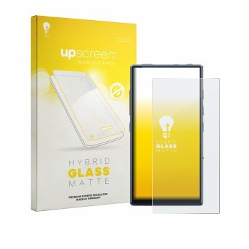 Parte frontale di una confezione del prodotto con il logo del marchio upscreen. Accanto è raffigurato il dispositivo FiiO M33 