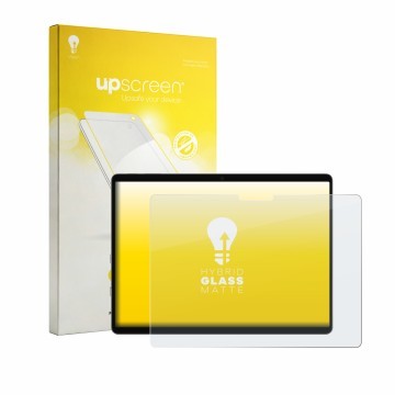 Vorderseite einer Produktverpackung mit dem Markenlogo upscreen. Daneben ist das Gerät Microsoft Surface Pro 13 2026 mit dem z