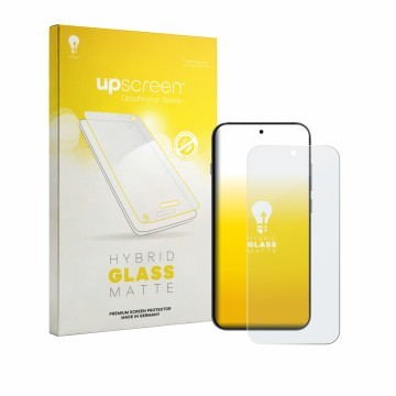 Vorderseite einer Produktverpackung mit dem Markenlogo upscreen. Daneben ist das Gerät Oppo Reno 16 F mit dem zugehörigen Disp