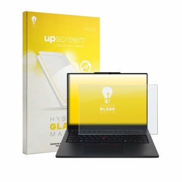 Vorderseite einer Produktverpackung mit dem Markenlogo upscreen. Daneben ist das Gerät Lenovo ThinkPad L13 Gen 7 mit dem zugeh