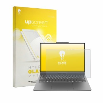 Vorderseite einer Produktverpackung mit dem Markenlogo upscreen. Daneben ist das Gerät Lenovo ThinkBook Plus Gen 7 Auto Twist 