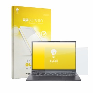 Vorderseite einer Produktverpackung mit dem Markenlogo upscreen. Daneben ist das Gerät Acer Aspire 16 AI A16-61 mit dem zugehö