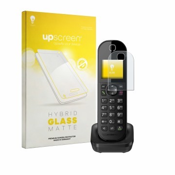 Parte frontale di una confezione del prodotto con il logo del marchio upscreen. Accanto è raffigurato il dispositivo Panasonic