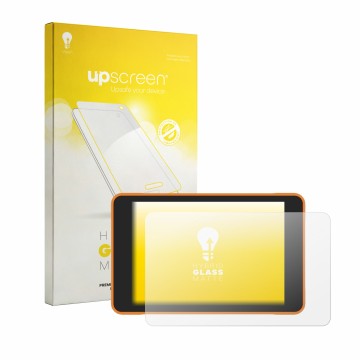Parte frontale di una confezione del prodotto con il logo del marchio upscreen. Accanto è raffigurato il dispositivo ProGlove 
