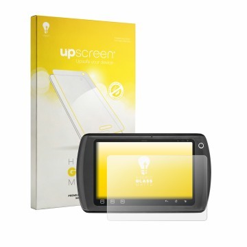 Vorderseite einer Produktverpackung mit dem Markenlogo upscreen. Daneben ist das Gerät Zebra ET1 mit dem zugehörigen Displaysc