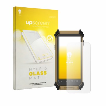 Vorderseite einer Produktverpackung mit dem Markenlogo upscreen. Daneben ist das Gerät DT Research DT361DM (Hochformat) mit de