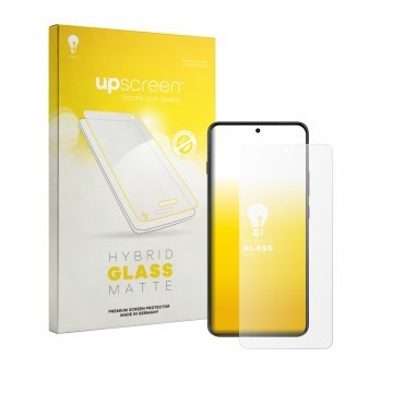 Vorderseite einer Produktverpackung mit dem Markenlogo upscreen. Daneben ist das Gerät Motorola Edge 70 Max mit dem zugehörige