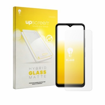 Vorderseite einer Produktverpackung mit dem Markenlogo upscreen. Daneben ist das Gerät HMD Arc mit dem zugehörigen Displayschu