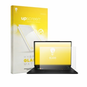 Vorderseite einer Produktverpackung mit dem Markenlogo upscreen. Daneben ist das Gerät MSI Stealth 18 HX AI mit dem zugehörige