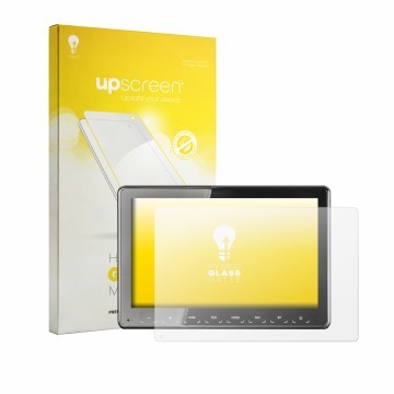 Face avant d’un emballage produit avec le logo de la marque upscreen. À côté, l’appareil Zenec Z-N975 est représenté avec la p