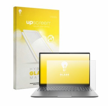 Parte frontale di una confezione del prodotto con il logo del marchio upscreen. Accanto è raffigurato il dispositivo HP Zbook 