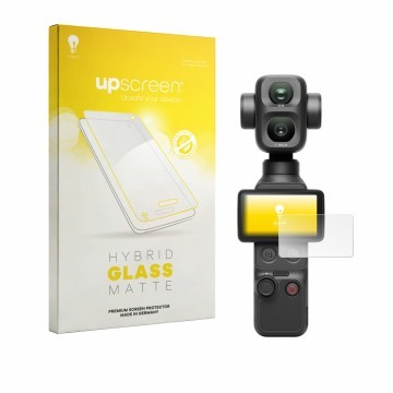 Front side of a product packaging with the brand logo upscreen. Next to it is the device DJI Osmo Pocket 4P shown with the cor