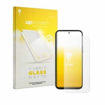 Parte frontale di una confezione del prodotto con il logo del marchio upscreen. Accanto è raffigurato il dispositivo Honor X6e