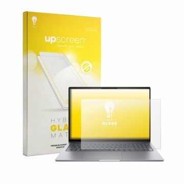 Parte frontale di una confezione del prodotto con il logo del marchio upscreen. Accanto è raffigurato il dispositivo HP Zbook 
