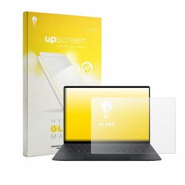 Vorderseite einer Produktverpackung mit dem Markenlogo upscreen. Daneben ist das Gerät ASUS ExpertBook Ultra mit dem zugehörig
